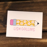 Flower Pencil Personalized Note Cards