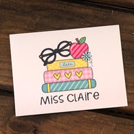 Stacked Books Personalized Note Cards