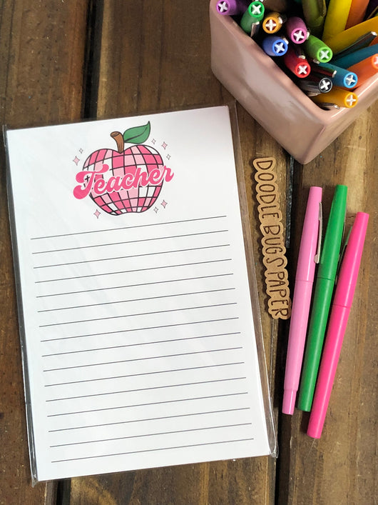 RTS: Disco Apple Teacher Large Notepad