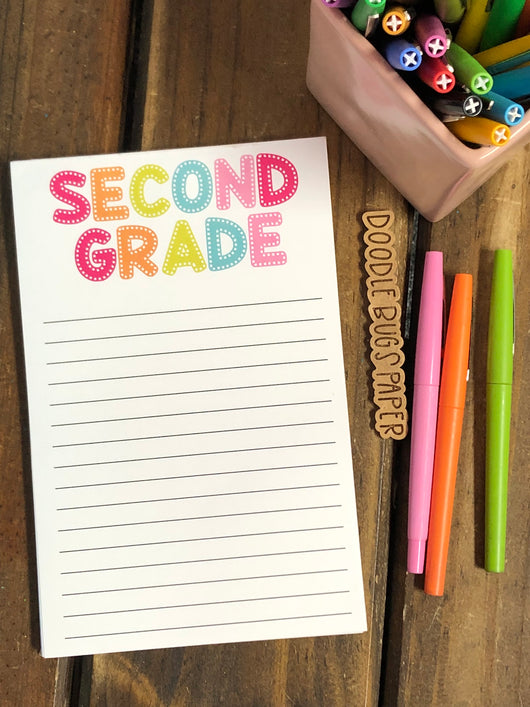 RTS: Second Grade Polka Dot Rainbow Large Notepad