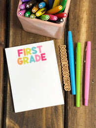RTS: First Grade Polka Dot Rainbow Small Notepad