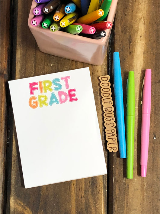 RTS: First Grade Polka Dot Rainbow Small Notepad