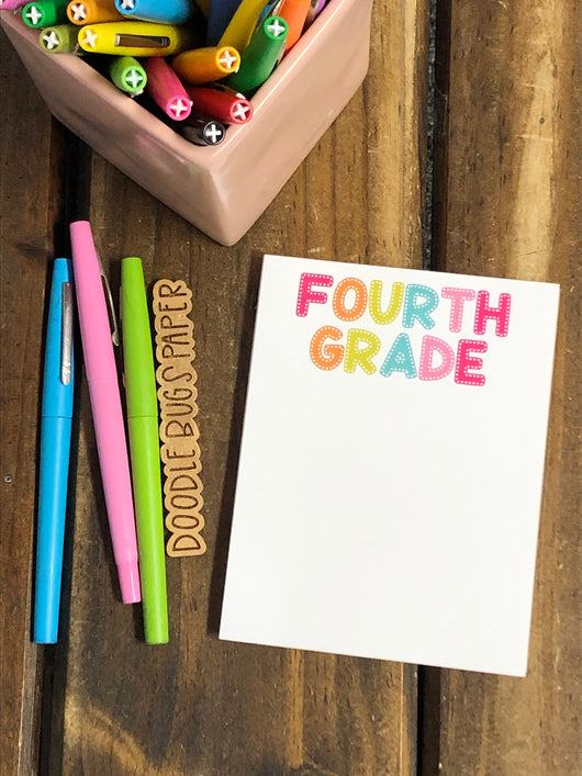 RTS: Fourth Grade Polka Dot Rainbow Small Notepad