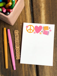 RTS: Retro Peace, Love, Pencils Small Notepad