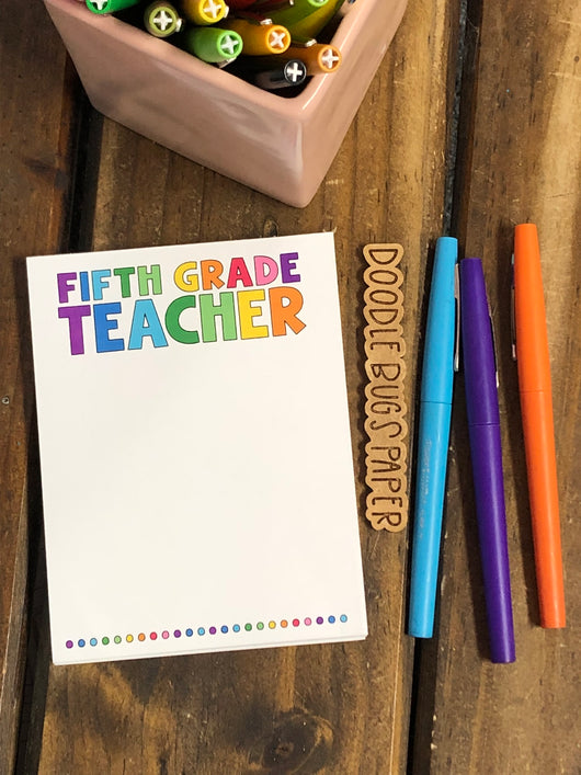 RTS: Fifth Grade Teacher Rainbow Dots Small Notepad
