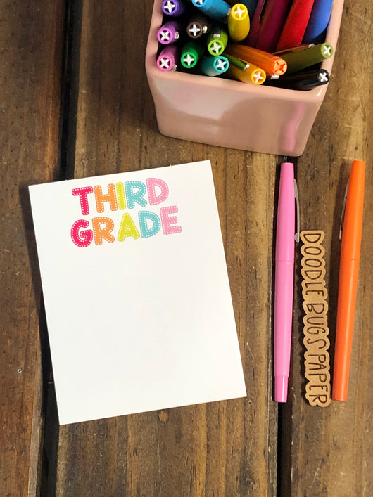 RTS: Third Grade Polka Dot Rainbow Small Notepad