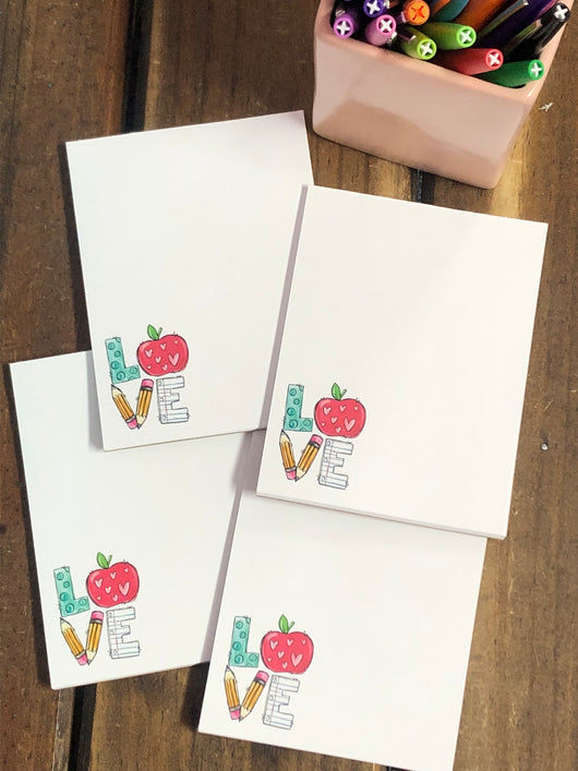 4 Teacher Love Small Notepads