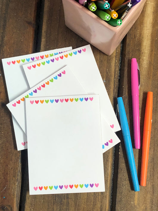 4 Little Rainbow Hearts Small Notepads