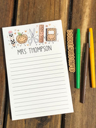 Leopard School Supply Pals Personalized Notepad