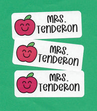 Smiley Apple Name Stickers