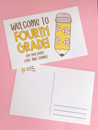 Daisy Pencil Personalized Teacher Postcards