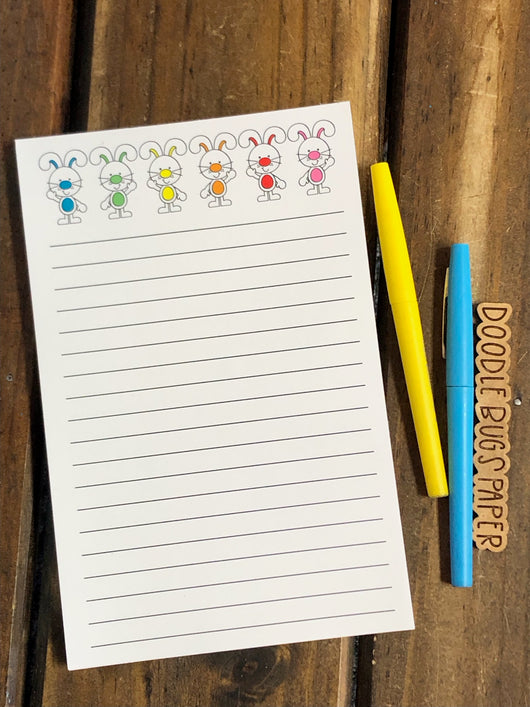 Rainbow Bunnies Large Notepad