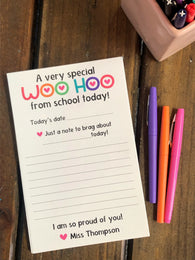 Woo Hoo from School Personalized Notepad