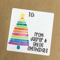 Water color Rainbow Stripes Christmas Stickers