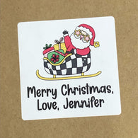 Retro Santa in Sleigh Christmas Stickers