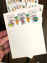 4 Easter Bunnies & Carrots Small Notepads
