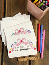 Teacher Bow Personalized Note Cards