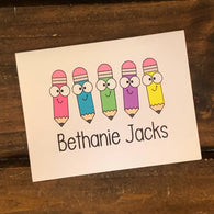 Happy Pencils Personalized Note Cards
