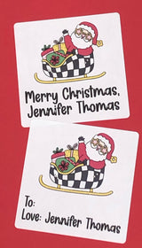 Retro Santa in Sleigh Christmas Stickers