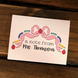 Teacher Bow Personalized Note Cards