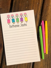 Happy Pencils Personalized Notepad