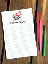 Retro Santa in Sleigh Personalized Notepad