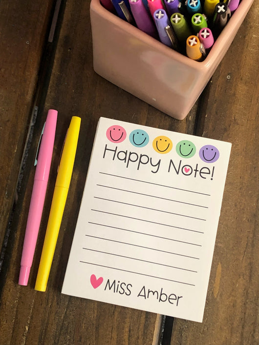 Happy Note Small Personalized Notepad – DoodleBugsPaper