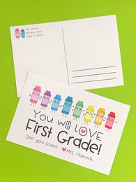 Stick Crayons Personalized Teacher Postcards