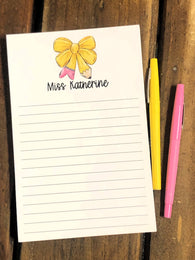 Pencil Bow Personalized Notepad