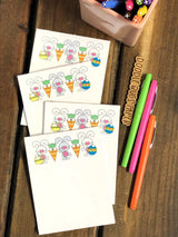 4 Easter Bunnies & Carrots Small Notepads