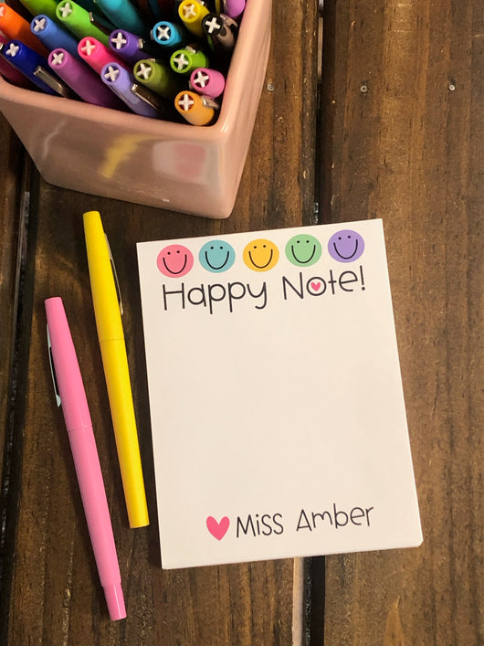 ♥ SALE ♥ Happy Note Small Personalized Notepad – DoodleBugsPaper