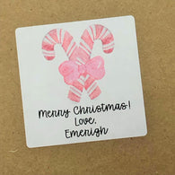 Candy Cane with Pink Bow Christmas Stickers