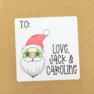 Santa with Green Star Glasses Christmas Stickers