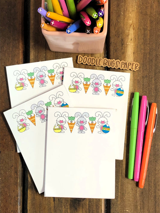 4 Easter Bunnies & Carrots Small Notepads