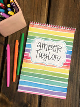 Rainbow Watercolor Stripe Top Spiral Steno Notebook