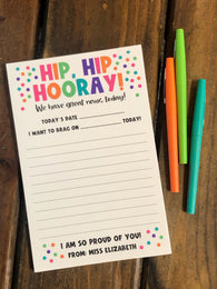 Hip Hip Hooray! Personalized Notepad