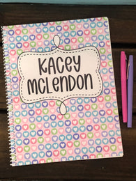 Heart Circles Personalized Side Spiral Notebook