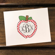 Fancy Monogram Apple Personalized Note Cards