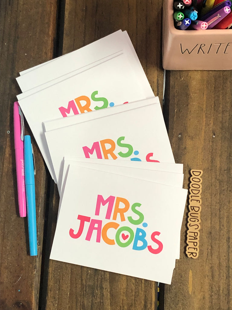 Bright Happy Personalized Note Cards – DoodleBugsPaper