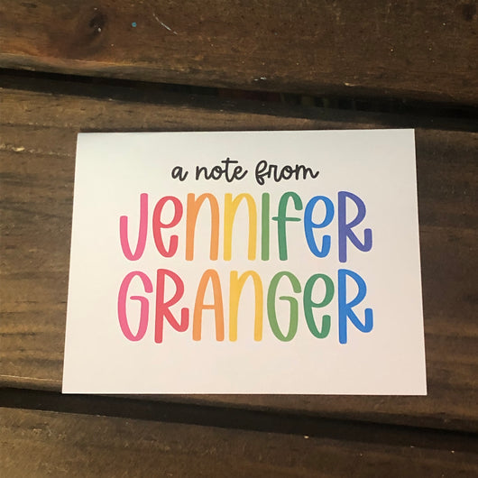 Girly Rainbow Name Personalized Note Cards