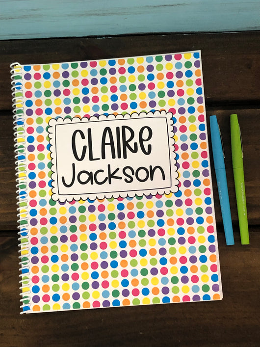 Little Bright Rainbow Dots Personalized Side Spiral Notebook