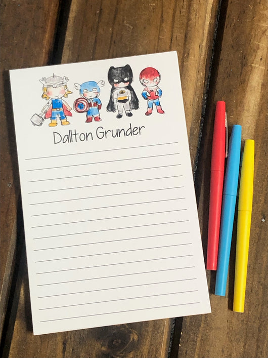 Superhero Sketched Personalized Notepad
