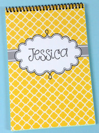 Yellow with Gray Stripe Personalized Top Spiral Steno Notebook