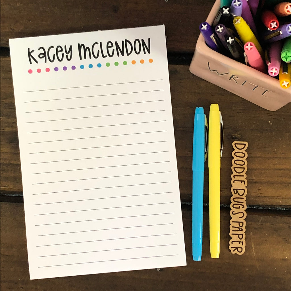 Bright Dotted Line Personalized Notepad DoodleBugsPaper