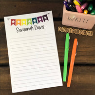 Rainbow Star Bunting Personalized Notepad