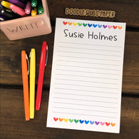 Rainbow Hearts Personalized Notepad