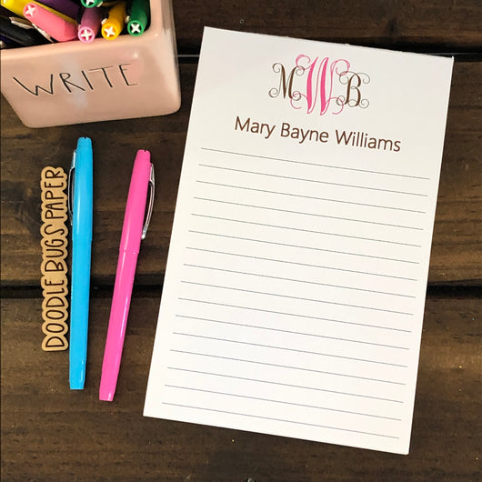 Fancy Monogram with Name Personalized Notepad