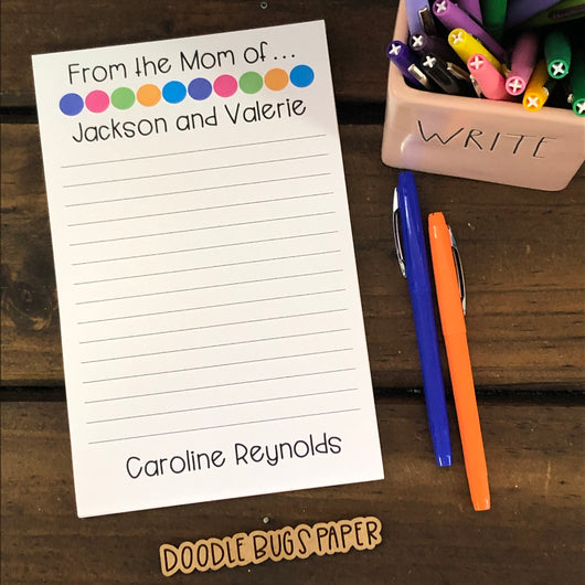 Polka Dot Mom Personalized Notepad