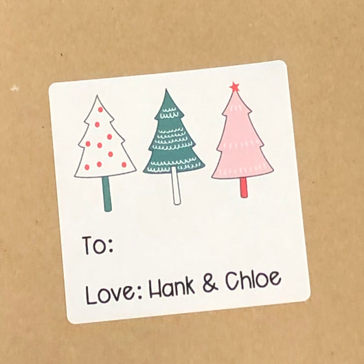 Three Sweet Trees Christmas Stickers