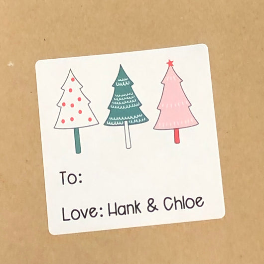 Three Sweet Trees Christmas Stickers